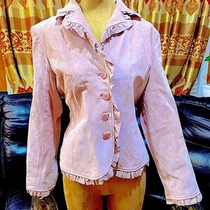 Light Pink Genuine Suede Soft Leather Large 14 Coat
